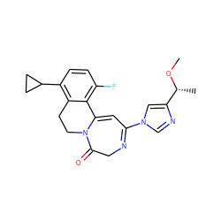 CO[C@H](C)c1cn(C2=NCC(=O)N3CCc4c(C5CC5)ccc(F)c4C3=C2)cn1 ZINC000149293576