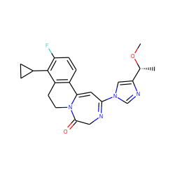 CO[C@H](C)c1cn(C2=NCC(=O)N3CCc4c(ccc(F)c4C4CC4)C3=C2)cn1 ZINC000149205646