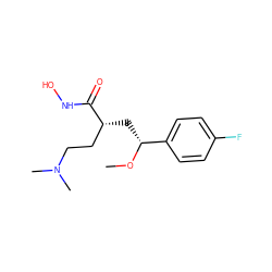 CO[C@H](C[C@H](CCN(C)C)C(=O)NO)c1ccc(F)cc1 ZINC000064527829