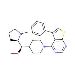 CO[C@H](C1CCN(c2ncnc3scc(-c4ccccc4)c23)CC1)[C@H]1CCCN1C ZINC000205799629