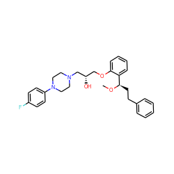 CO[C@H](CCc1ccccc1)c1ccccc1OC[C@H](O)CN1CCN(c2ccc(F)cc2)CC1 ZINC000013529102