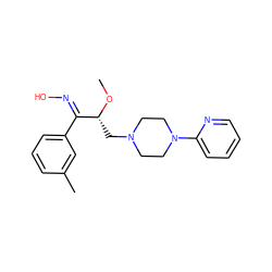 CO[C@H](CN1CCN(c2ccccn2)CC1)/C(=N/O)c1cccc(C)c1 ZINC000036475920