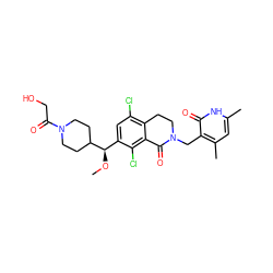 CO[C@H](c1cc(Cl)c2c(c1Cl)C(=O)N(Cc1c(C)cc(C)[nH]c1=O)CC2)C1CCN(C(=O)CO)CC1 ZINC001772627574