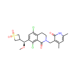 CO[C@H](c1cc(Cl)c2c(c1Cl)C(=O)N(Cc1c(C)cc(C)[nH]c1=O)CC2)C1CS(=O)(=O)C1 ZINC001772656180