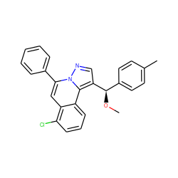 CO[C@H](c1ccc(C)cc1)c1cnn2c(-c3ccccc3)cc3c(Cl)cccc3c12 ZINC000169327090