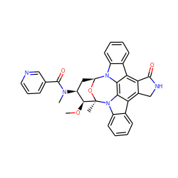 CO[C@H]1[C@@H](N(C)C(=O)c2cccnc2)C[C@@H]2O[C@@]1(C)n1c3ccccc3c3c4c(c5c6ccccc6n2c5c31)C(=O)NC4 ZINC000027325455