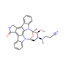 CO[C@H]1[C@@H](N(C)CCC#N)C[C@@H]2O[C@@]1(C)n1c3ccccc3c3c4c(c5c6ccccc6n2c5c31)C(=O)NC4 ZINC000027325676