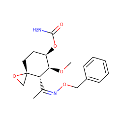 CO[C@H]1[C@H](/C(C)=N\OCc2ccccc2)[C@]2(CC[C@H]1OC(N)=O)CO2 ZINC000013588335