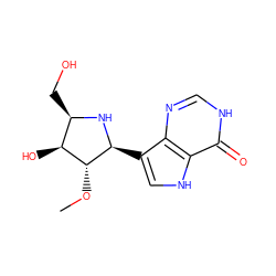 CO[C@H]1[C@H](c2c[nH]c3c(=O)[nH]cnc23)N[C@H](CO)[C@@H]1O ZINC000027076547