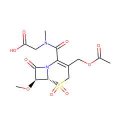 CO[C@H]1C(=O)N2C(C(=O)N(C)CC(=O)O)=C(COC(C)=O)CS(=O)(=O)[C@H]12 ZINC000003920428