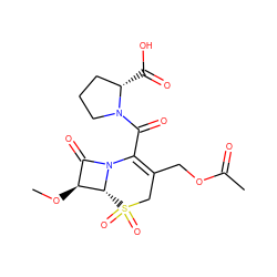 CO[C@H]1C(=O)N2C(C(=O)N3CCC[C@@H]3C(=O)O)=C(COC(C)=O)CS(=O)(=O)[C@H]12 ZINC000013727825