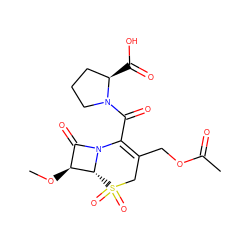 CO[C@H]1C(=O)N2C(C(=O)N3CCC[C@H]3C(=O)O)=C(COC(C)=O)CS(=O)(=O)[C@H]12 ZINC000013601914