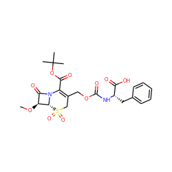 CO[C@H]1C(=O)N2C(C(=O)OC(C)(C)C)=C(COC(=O)N[C@@H](Cc3ccccc3)C(=O)O)CS(=O)(=O)[C@H]12 ZINC000026570142