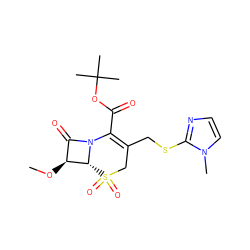 CO[C@H]1C(=O)N2C(C(=O)OC(C)(C)C)=C(CSc3nccn3C)CS(=O)(=O)[C@H]12 ZINC000026574407