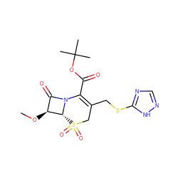 CO[C@H]1C(=O)N2C(C(=O)OC(C)(C)C)=C(CSc3ncn[nH]3)CS(=O)(=O)[C@H]12 ZINC000026572153