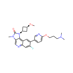 CO[C@H]1C[C@@H](n2c(=O)n(C)c3cnc4cc(F)c(-c5ccc(OCCCN(C)C)nc5)cc4c32)C1 ZINC001772636757