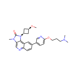 CO[C@H]1C[C@@H](n2c(=O)n(C)c3cnc4ccc(-c5ccc(OCCCN(C)C)nc5)cc4c32)C1 ZINC001772627070