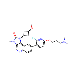 CO[C@H]1C[C@@H](n2c(=O)n(C)c3cnc4ccc(-c5ccc(OCCCN(C)C)nc5F)cc4c32)C1 ZINC001772624818