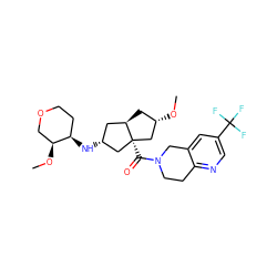 CO[C@H]1C[C@@H]2C[C@@H](N[C@@H]3CCOC[C@@H]3OC)C[C@]2(C(=O)N2CCc3ncc(C(F)(F)F)cc3C2)C1 ZINC000095597299