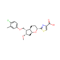 CO[C@H]1C[C@@H]2O[C@@H](c3nc(C(=O)O)cs3)CC[C@@H]2[C@H]1COc1ccc(Cl)c(C)c1 ZINC000653717013