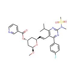 CO[C@H]1C[C@H](OC(=O)c2cccnc2)C[C@@H](/C=C/c2c(-c3ccc(F)cc3)nc(N(C)S(C)(=O)=O)nc2C(C)C)O1 ZINC000144612590