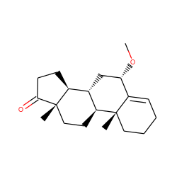 CO[C@H]1C[C@H]2[C@@H]3CCC(=O)[C@@]3(C)CC[C@@H]2[C@@]2(C)CCCC=C12 ZINC000013756291