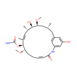 CO[C@H]1CC/C=C/C(=O)Nc2cc(O)cc(c2)C[C@@H](C)C[C@H](OC)[C@H](O)[C@@H](C)/C=C(\C)[C@@H]1OC(N)=O ZINC000029037434
