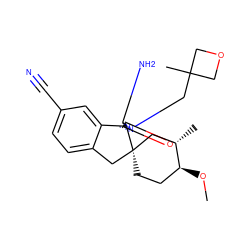 CO[C@H]1CC[C@@]2(Cc3ccc(C#N)cc3[C@]23N=C(N)N(CC2(C)COC2)C3=O)C[C@@H]1C ZINC000143440039