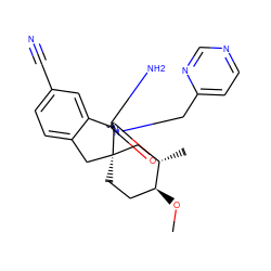 CO[C@H]1CC[C@@]2(Cc3ccc(C#N)cc3[C@]23N=C(N)N(Cc2ccncn2)C3=O)C[C@@H]1C ZINC000143444527