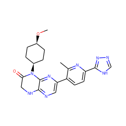 CO[C@H]1CC[C@@H](N2C(=O)CNc3ncc(-c4ccc(-c5nnc[nH]5)nc4C)nc32)CC1 ZINC000148563353