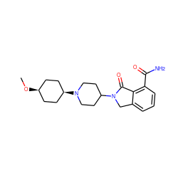 CO[C@H]1CC[C@@H](N2CCC(N3Cc4cccc(C(N)=O)c4C3=O)CC2)CC1 ZINC000117412843