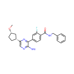 CO[C@H]1CC[C@@H](c2cnc(N)c(-c3ccc(C(=O)NCc4ccccc4)c(F)c3)n2)C1 ZINC001772590177