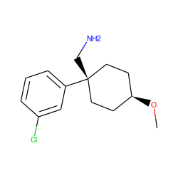 CO[C@H]1CC[C@](CN)(c2cccc(Cl)c2)CC1 ZINC000103263381