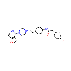 CO[C@H]1CC[C@H](CC(=O)N[C@H]2CC[C@H](CCN3CCN(c4nccc5c4CCO5)CC3)CC2)CC1 ZINC000261118413