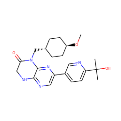 CO[C@H]1CC[C@H](CN2C(=O)CNc3ncc(-c4ccc(C(C)(C)O)nc4)nc32)CC1 ZINC000113219423