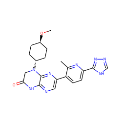 CO[C@H]1CC[C@H](N2CC(=O)Nc3ncc(-c4ccc(-c5nnc[nH]5)nc4C)nc32)CC1 ZINC000113221128