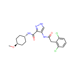 CO[C@H]1CC[C@H](NC(=O)c2n[nH]cc2NC(=O)Cc2c(Cl)cccc2Cl)CC1 ZINC000299820464