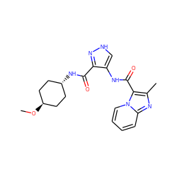 CO[C@H]1CC[C@H](NC(=O)c2n[nH]cc2NC(=O)c2c(C)nc3ccccn23)CC1 ZINC000299822357