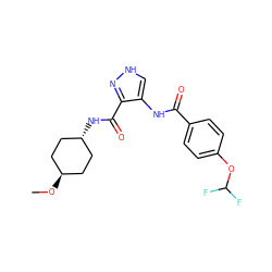 CO[C@H]1CC[C@H](NC(=O)c2n[nH]cc2NC(=O)c2ccc(OC(F)F)cc2)CC1 ZINC000299819863