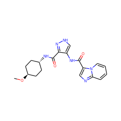 CO[C@H]1CC[C@H](NC(=O)c2n[nH]cc2NC(=O)c2cnc3ccccn23)CC1 ZINC000299819869