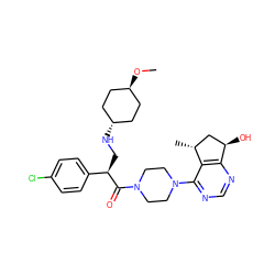 CO[C@H]1CC[C@H](NC[C@@H](C(=O)N2CCN(c3ncnc4c3[C@H](C)C[C@H]4O)CC2)c2ccc(Cl)cc2)CC1 ZINC000254134044