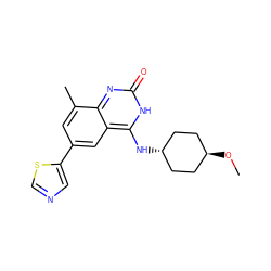 CO[C@H]1CC[C@H](Nc2[nH]c(=O)nc3c(C)cc(-c4cncs4)cc23)CC1 ZINC000299852795