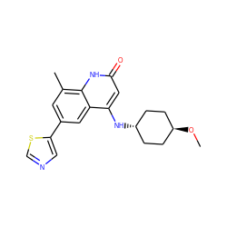 CO[C@H]1CC[C@H](Nc2cc(=O)[nH]c3c(C)cc(-c4cncs4)cc23)CC1 ZINC000299850074