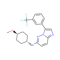 CO[C@H]1CC[C@H](Nc2ccc3ncc(-c4cccc(C(F)(F)F)c4)n3n2)CC1 ZINC001772614949