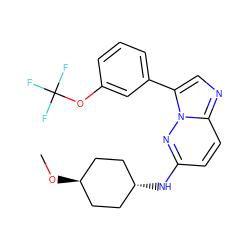 CO[C@H]1CC[C@H](Nc2ccc3ncc(-c4cccc(OC(F)(F)F)c4)n3n2)CC1 ZINC001772575941