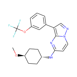 CO[C@H]1CC[C@H](Nc2ccn3ncc(-c4cccc(OC(F)(F)F)c4)c3n2)CC1 ZINC000299832016