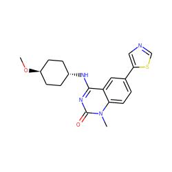 CO[C@H]1CC[C@H](Nc2nc(=O)n(C)c3ccc(-c4cncs4)cc23)CC1 ZINC000299851866