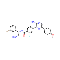 CO[C@H]1CC[C@H](c2cnc(N)c(-c3ccc(C(=O)N[C@H](CN)c4cccc(Br)c4)c(F)c3)n2)CC1 ZINC001772653799