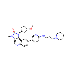 CO[C@H]1CC[C@H](n2c(=O)n(C)c3cnc4ccc(-c5ccc(NCCCN6CCCCC6)nc5)cc4c32)C1 ZINC001772627259