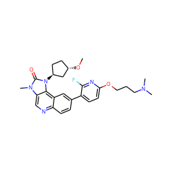 CO[C@H]1CC[C@H](n2c(=O)n(C)c3cnc4ccc(-c5ccc(OCCCN(C)C)nc5F)cc4c32)C1 ZINC001772595725